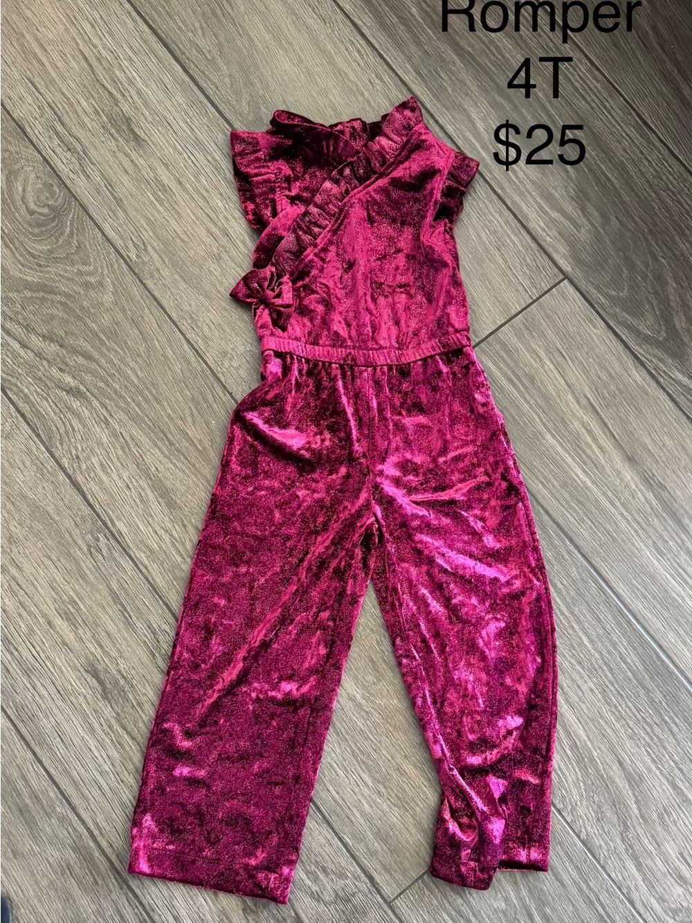 Gymboree Velvet Ruffled One-Shoulder Romper - Fuchsia